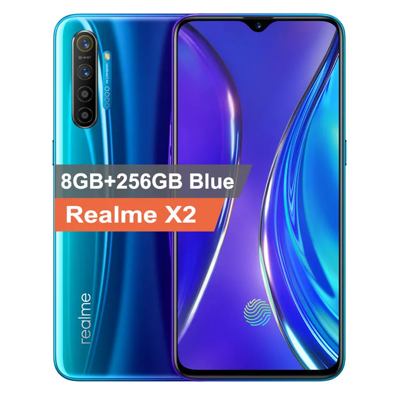 Мобильный телефон realme X2 6," 64MP Quad camera 6G/8G ram 64/128/256G rom Snapdragon 730G NFC 50W Super VOOC Быстрая зарядка - Цвет: 8G 256G Blue