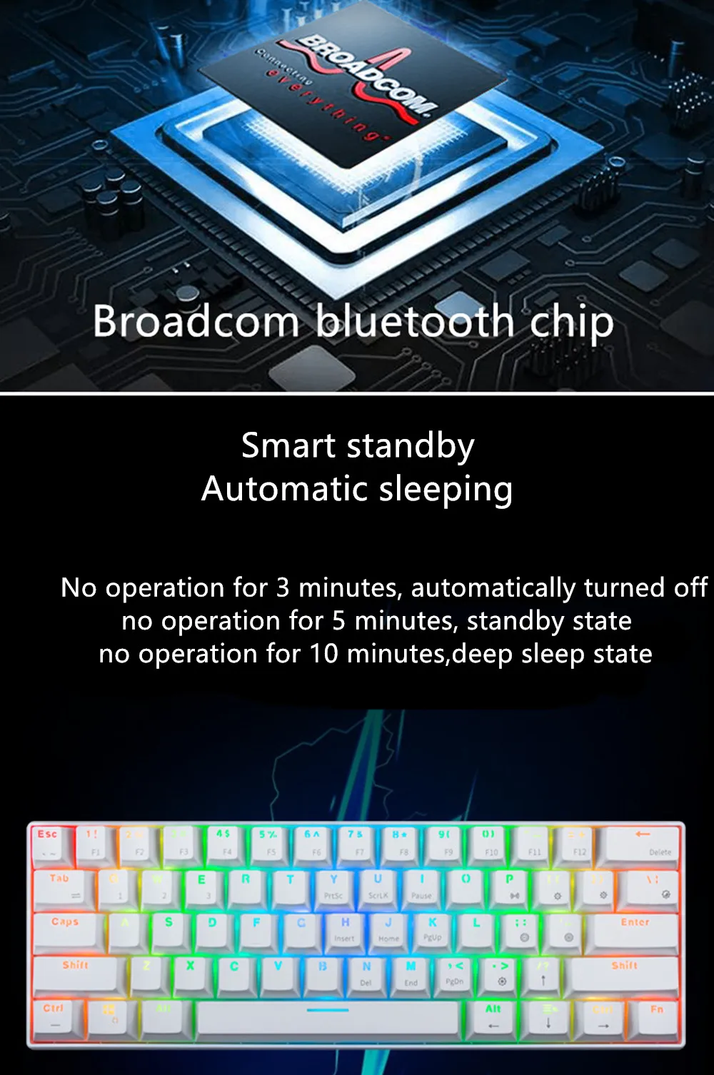 RK61 RGB мини Механическая игровая клавиатура Bluetooth USB клавиатура с подсветкой вишневая ось для окна MAC ноутбука для планшета и смартфона