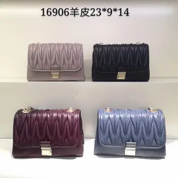 

free shipping the new style fashion pleated genuine leather sheepskin women handbag one shoulder bag crossbody bag 4 color