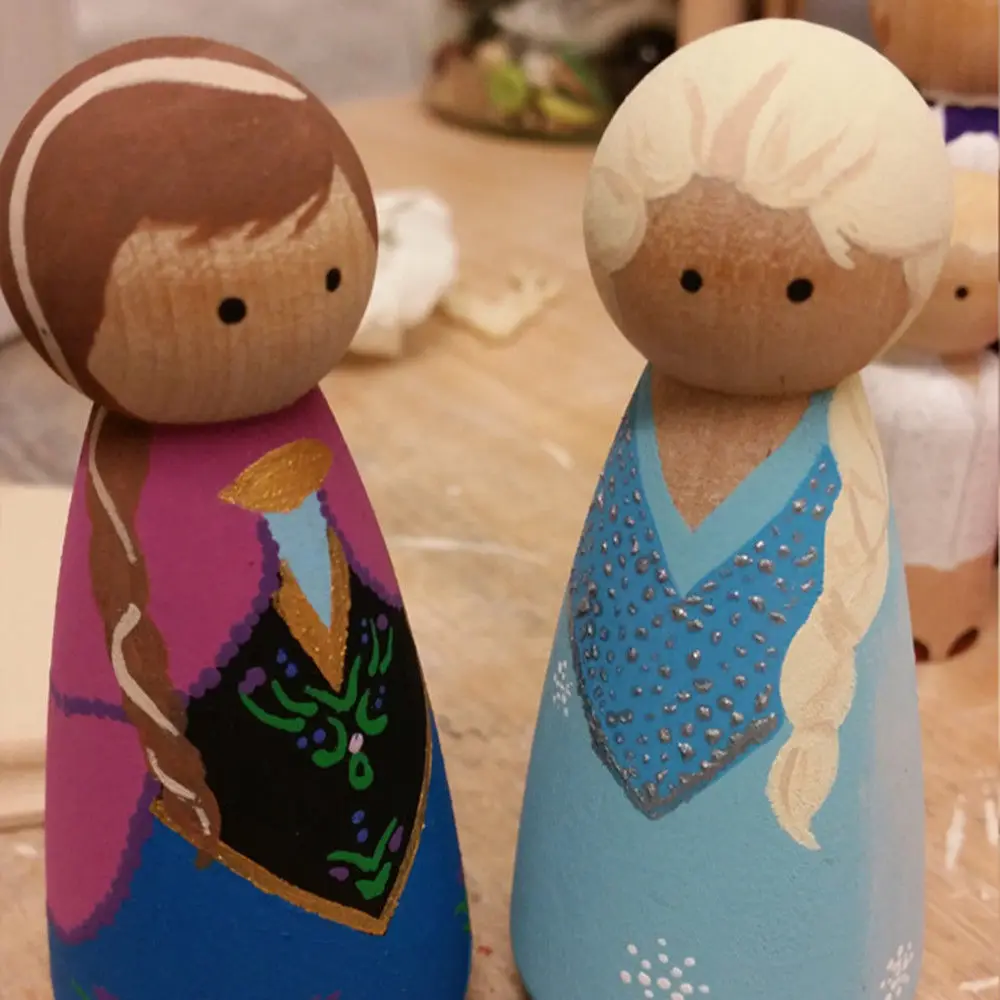 20Pcs Wooden Peg Dolls Family People Members Unfinished DIY Making Findings Cake