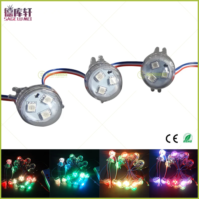 200pcs DC12V WS2811IC 30mm Diameter transparent /milky cover 3led 5050 RGB led Pixel Module Full Color led Point waterproof IP68