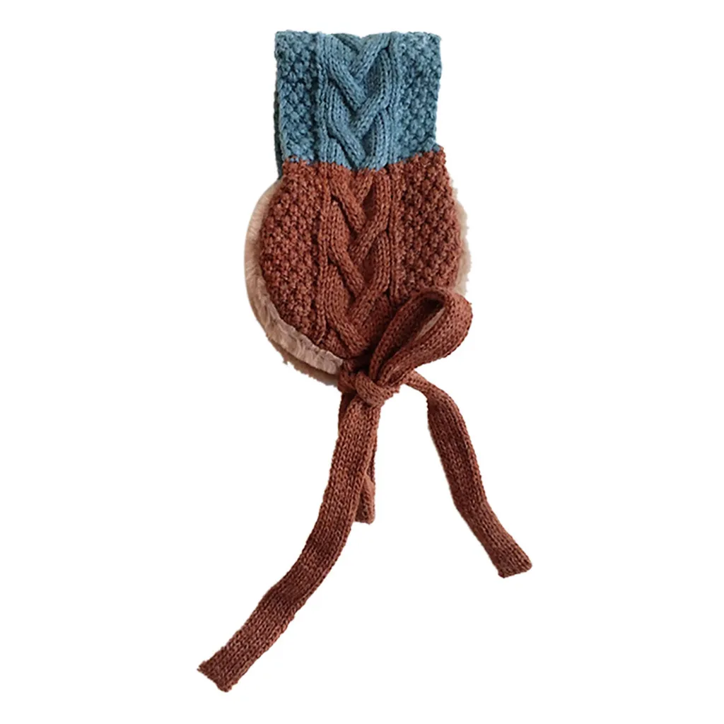 Детский шарф 2 в 1, теплые плюшевые наушники для ушей на зиму и осень, милые модные вязаные наушники, теплые бархатные шерстяные наушники
