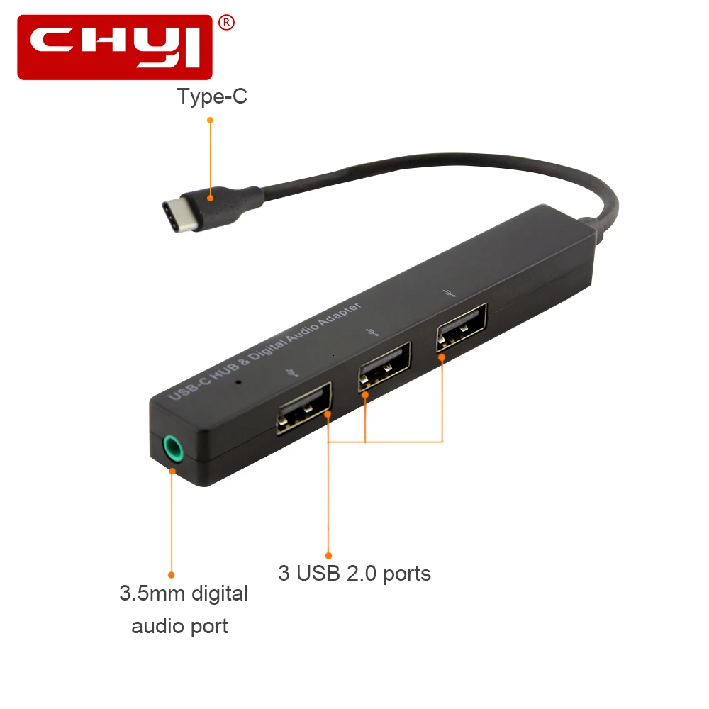 CHYI кабель-Переходник USB C цифровой аудио адаптер 3 Порты 2 0 концентратор