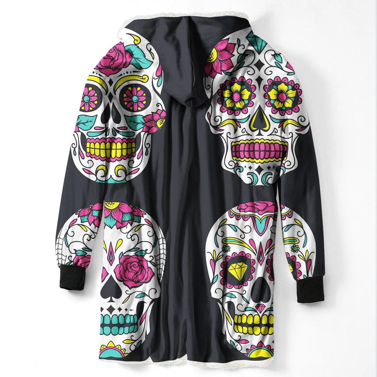 3D Sugar Skull с капюшоном одеяло с рукавом зимняя утепленная куртка с роговыми пуговицами для мужчин многофункциональное надеваемое покрывало на Хэллоуин