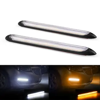 

2 LED Car Daytime Running Light DRL Driving Turn Signal Fog Lamp Pure White Yellow 12V Car Day Running Lights