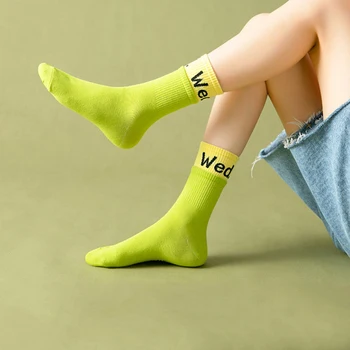 

Fall Fashion Funny Socks Soft Cotton One Week Women Socks Streetwear Letters Print Girls Skate Sock harajuku Ankle sokken