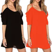 Mini Women’s Off Shoulder Dress Plus Size Chiffon Baggy Tee Shirts Tops Blouse