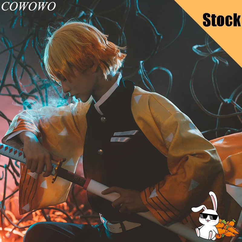 Аниме! Demon Slayer:Kimetsu no Yaiba Agatsuma Zenitsu милое Кимоно Великолепная Униформа костюм для
