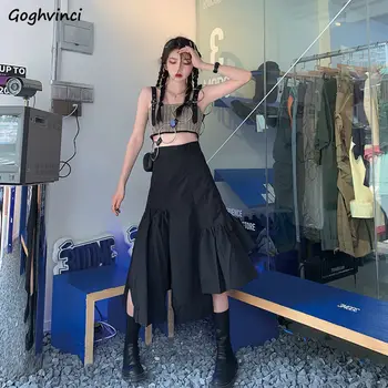 

Skirts Women Summer Irregular Hem Harajuku Fashion Streetwear BF All-match Hip Hop A-line Ulzzang Womens Mid Calf Faldas Chic