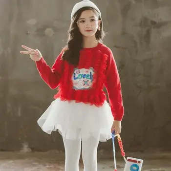 

2020 Kids Sets For Girls Princess Dress Spring Winter New Suit Leisure Sets Toddler Girls Clothes Sweater Tops + Skirts Leggings