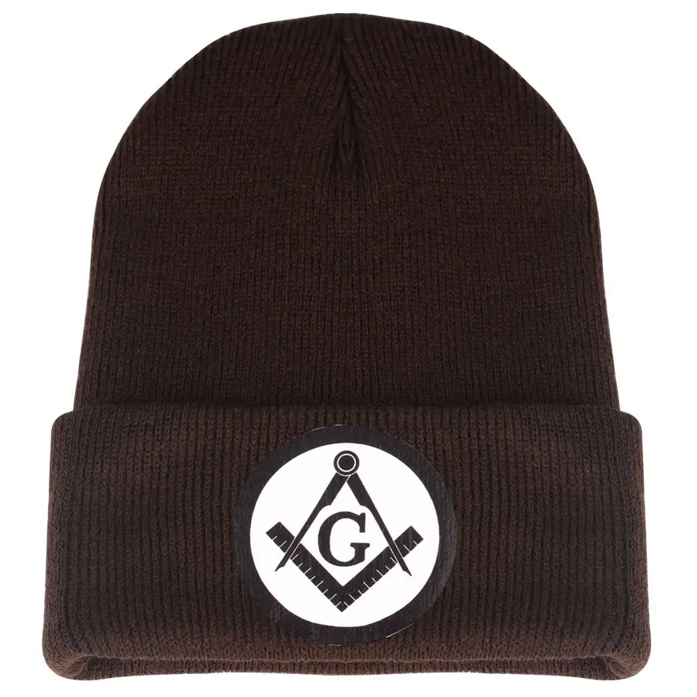 Черная трикотажная шапка Freemasons Mark Logo Beanie шапки зимние теплые вязаные одноцветные