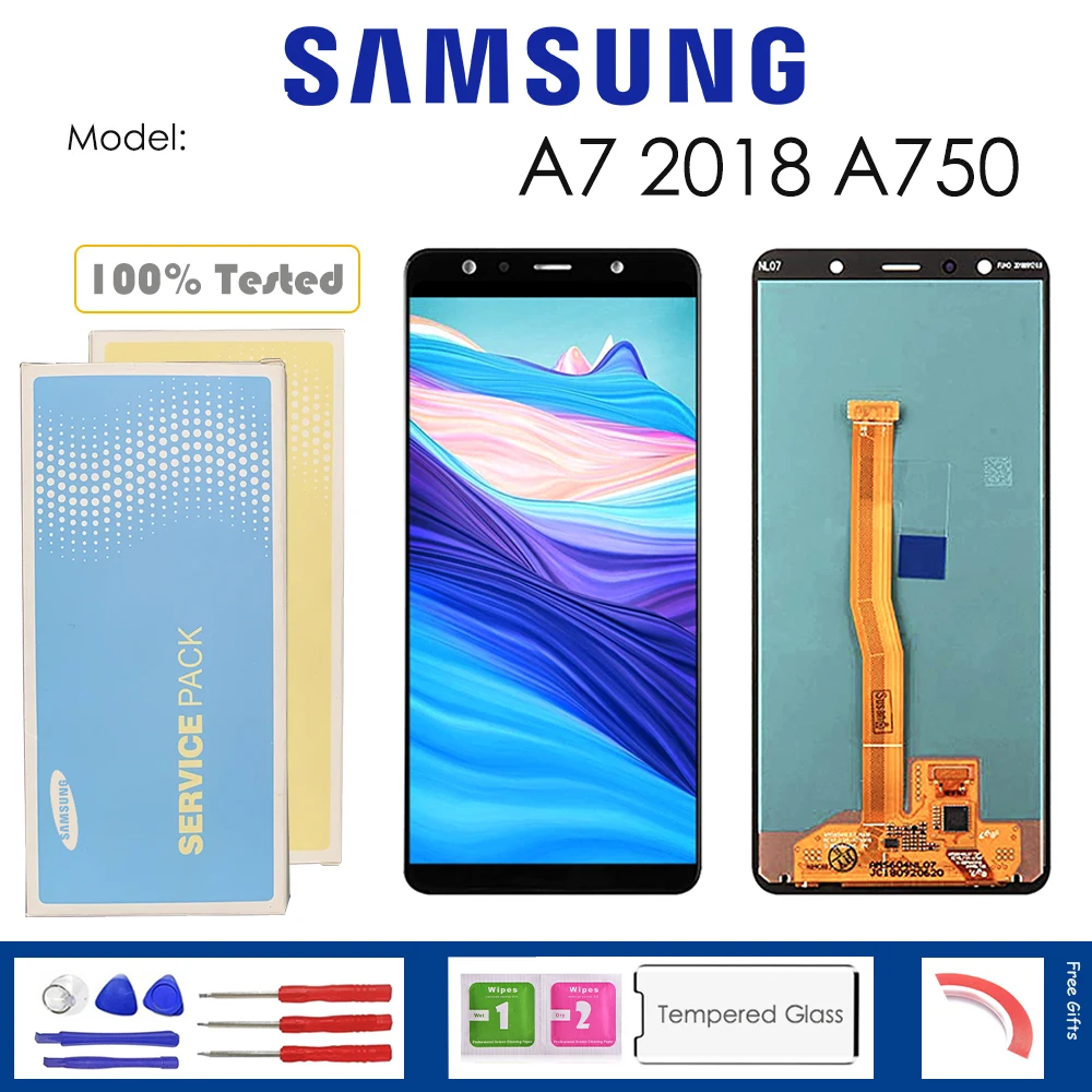 

For Samsung Galaxy A7 2018 A750 LCD Display With Touch Sensor Glass Digitizer Assembly with kit