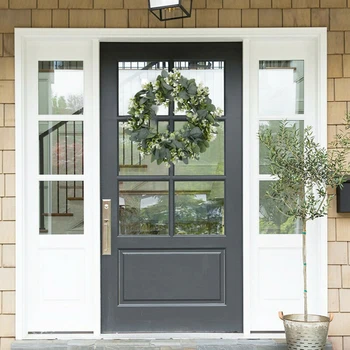 

Artificial Topiary Wreath Fake Eucalyptus Leaf Door Hanging Garland Decoration Silk Cloth And PE