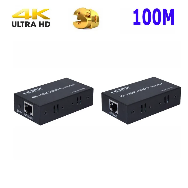 

HD 4K 100M HDMI Extender RJ45 Ports to 100M HDMI 1.4 Extender Extension Over CAT 5e / 6 Cat5e/6 UTP LAN Ethernet Cable Converter