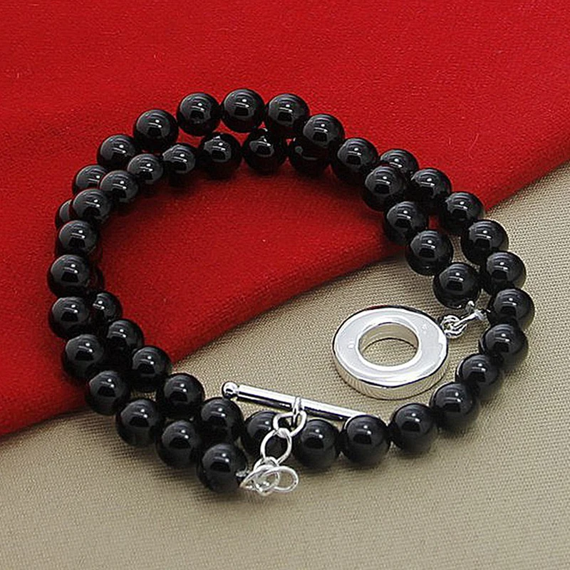 Черный жемчуг комплект ювелирного изделия с натуральным камнем пресноводного жемчуга ожерелье браслет для женщин Подарки для валентинки