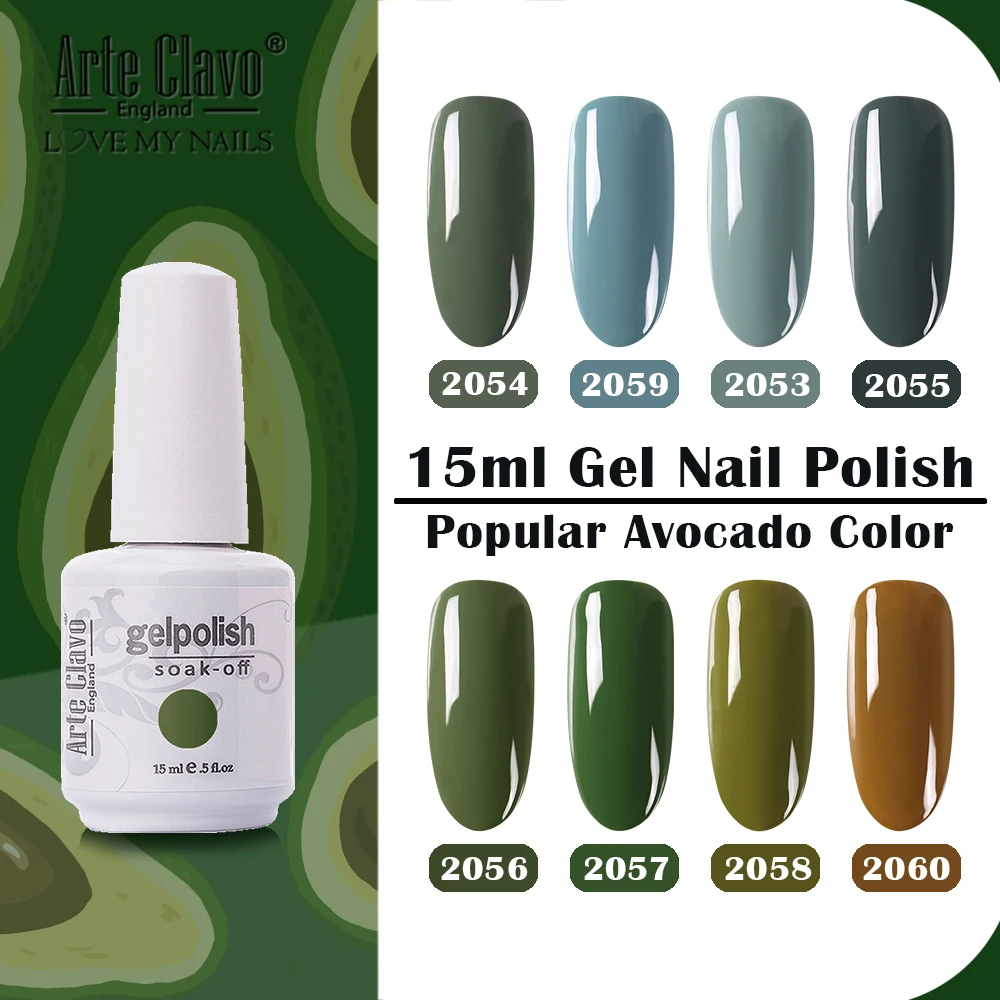 

Arte Clavo Gel Nail Polish Green Vernis Primer Gel Polish Led Vernis Semi Permanant UV Gel Nail Art 15ml Soak Off Base Top Coat