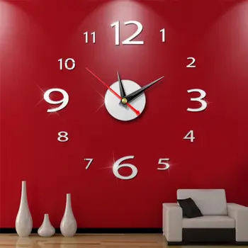 

Modern Large 3D Mirror Surface Wall Clock 3D Wall Sticker Home Office Room DIY Wall Decor Home Decor Accessories