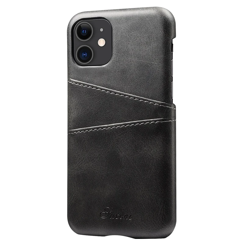 

for iPhone Card Case Leather Wallet Case, Ultra-Thin PU Leather Back Cover Credit Card Holder-Black S10