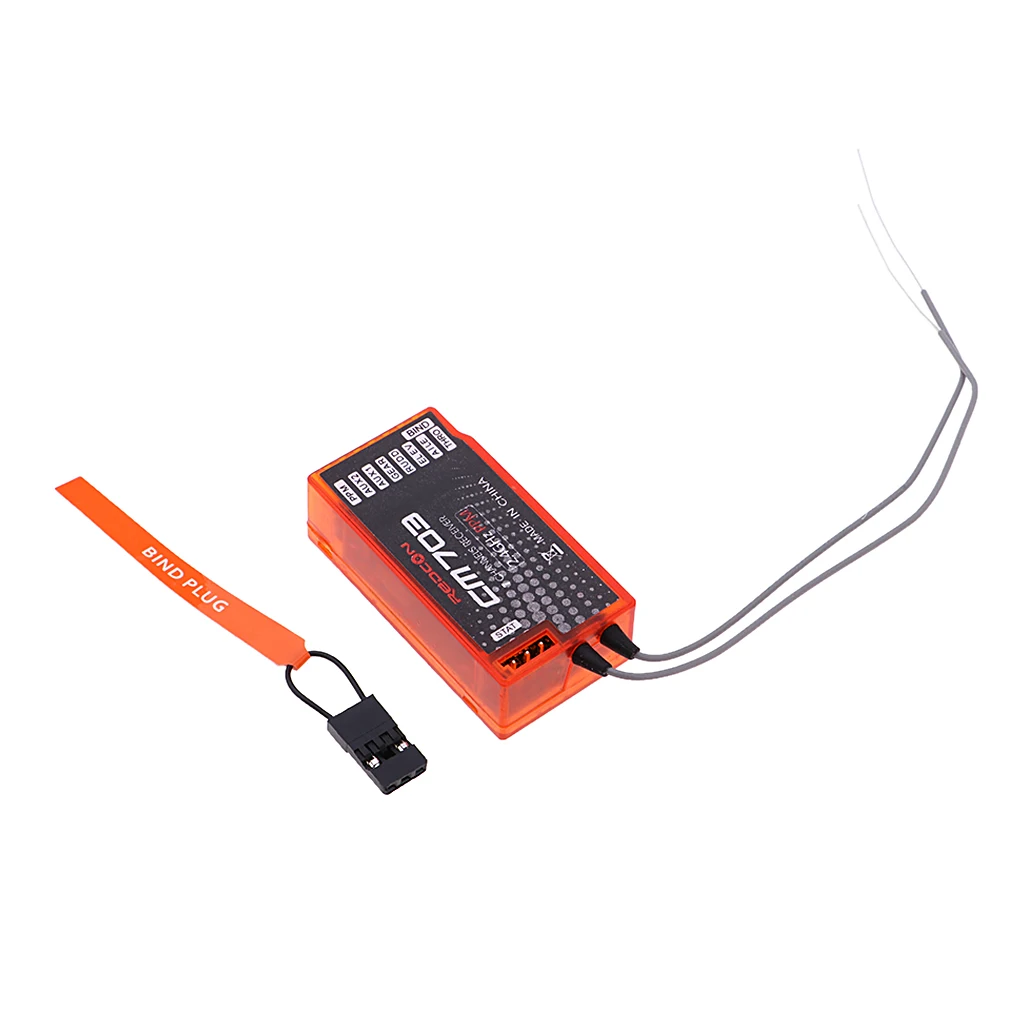  CM703 7 Channel 2.4Ghz RX Receiver with Satellite PPM & PWM Output Compatible with DSM2 and DSMX, Orange