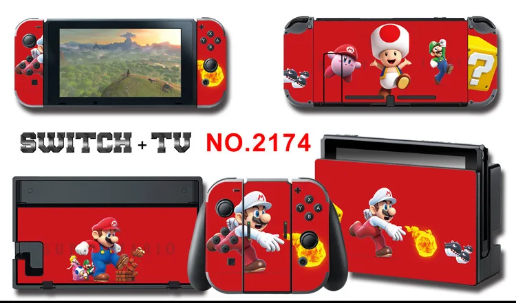 1set New Cute Anime Full Body Sticker for NS Switch Protective Cover Skin Colorful Art for Game Console Joy-Con Controller Decor