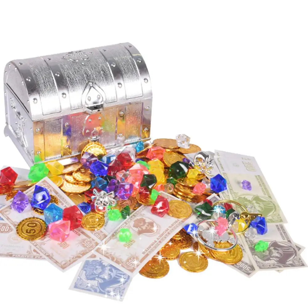 Ретро сокровищница с замком игрушки для вечерние сувениры реквизит украшения пират, сундук с сокровищами для детей - Цвет: Square Cover