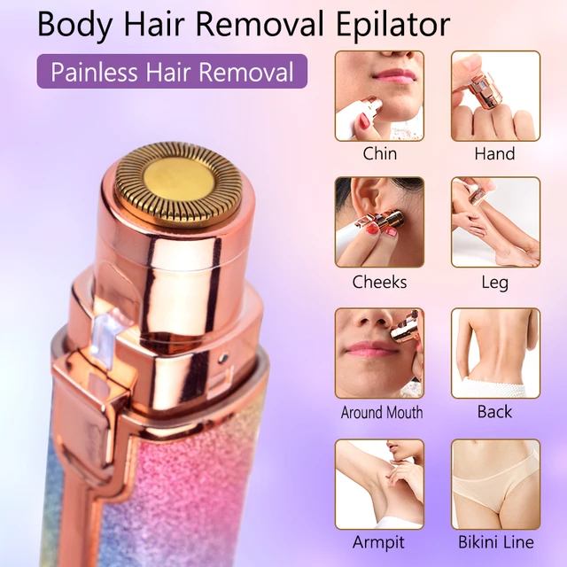 2 IN 1 Rechargeable Electric Eyebrow Trimmer Epilator Female Body Facial Lipstick Shape Hair Removal Mini