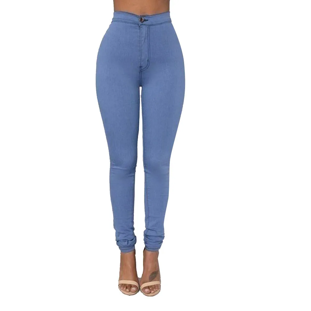 Горячая Распродажа, женские джинсы, джинсовые обтягивающие джеггинсы, брюки с высокой талией, Стрейчевые джинсы, узкие брюки-карандаш, spodnie damskie - Цвет: Синий