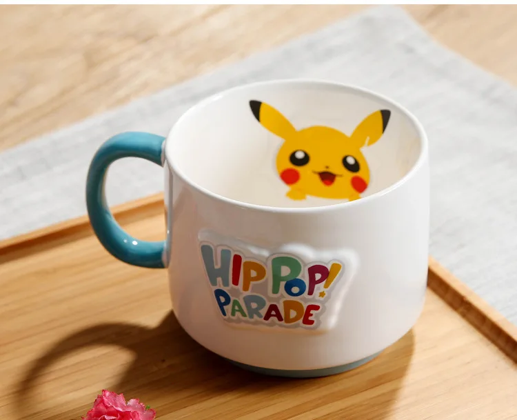 Pikachu ceramic cup milk mugcreative cartoon water cup monster bowl dishes Pocket Monsters cutlery set Funny strange gift CL0931