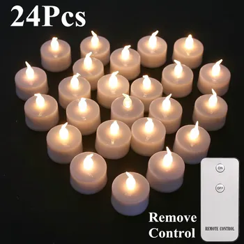 

Tea Lights LED Candles led Tea Lights flamless Candles 24Pcs Realistic Battery Operated Fake Candle with Warm Yellow Bulb Light