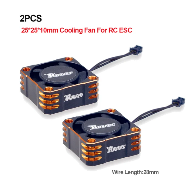 Surpass Hobby Rocket 25mm 30mm 36mm 40mm 50mm Aluminum Metal Cooling Fan For RC ESC Motor Heat Dissipation-Orange&Black 2PCS 25mm for ESC