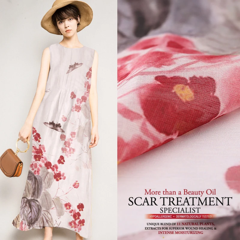 Splendor Safflower/Advanced Digital Printing Silk Si Ma Tessuto Tessuto Di Lino Di Seta Tessuto Di Seta/1.18M