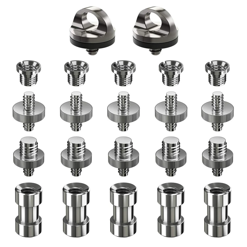 

Camera Screws, 22 Pcs Converter Threaded Screws Adapter Mount Set Camera/Tripod/Monopod/Light Stand/Quick Release Neck Strap