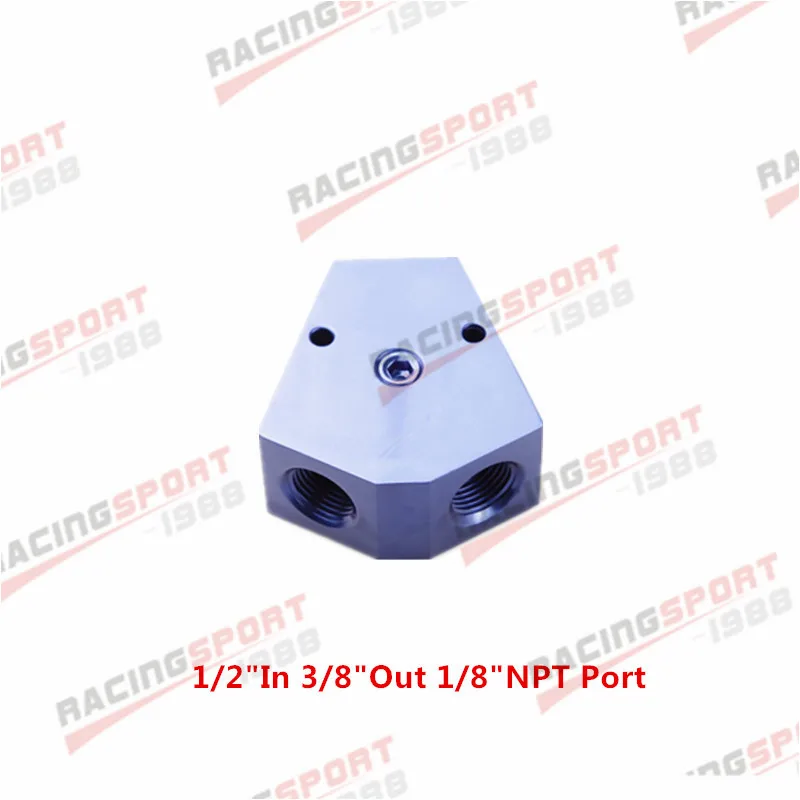 BLUE 1/" 3/8" в 1/" 3/8" из женский y-блок фитинг 1/" 1/8" NPT калибровочный порт - Цвет: BLUE