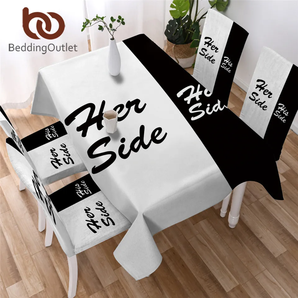 BeddingOutlet боковая скатерть His &amp Her чехол для стола многофункциональная черно-белая