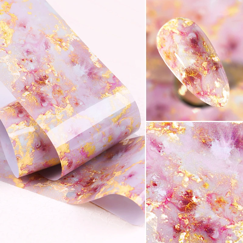 

1 Box Marble Series Pink Nail Foil Holographic Flame Nail Paper Holo Nail Art Transfer Sticker Water Slide Nail Art Decals