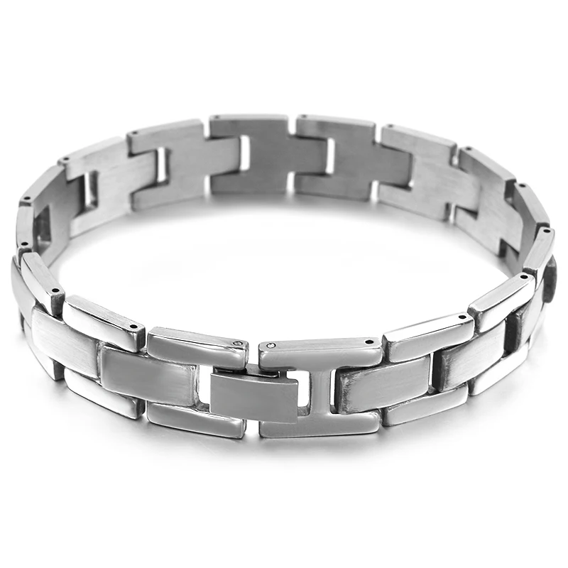 Bijoux 8,4 ''14 мм мужской браслет из нержавеющей стали в классическом байкерском стиле на цепочке для подарка оптом WB032 - Окраска металла: 20.5CM 12MM