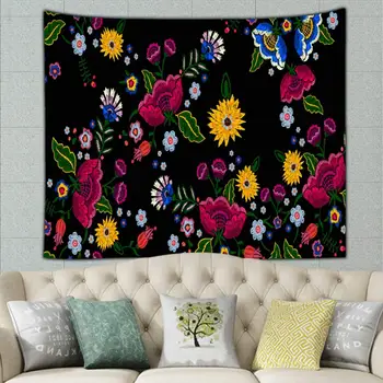 

Embroidery Native Simplify Flowers Beauty Fashion Mexican Tapestry