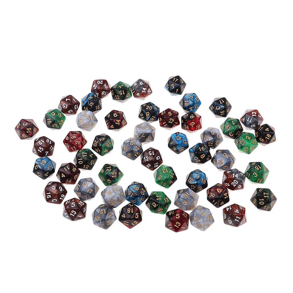 50pcs D20 16mm Dice for Friends ,Family , Travel Board Games Gifts