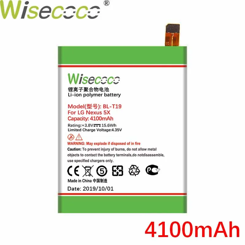 Wisecoco 4100 мАч BL-T19 Аккумулятор для телефона LG Nexus 5X H790 H791 H798 новейшее производство Высококачественная батарея+ номер отслеживания