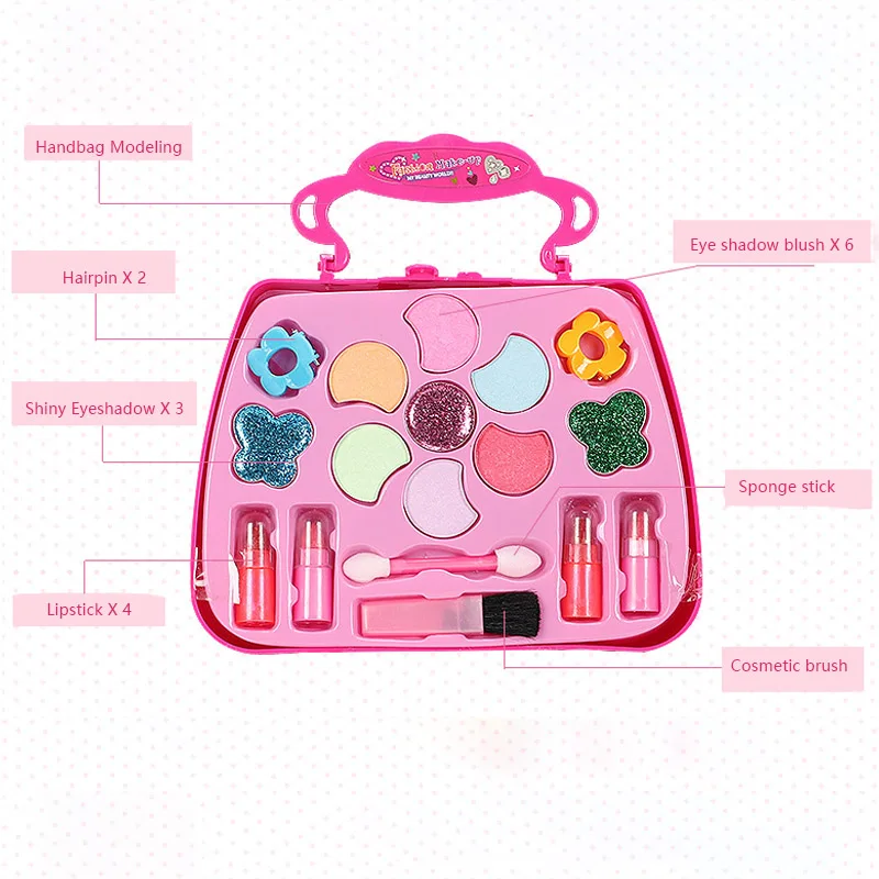 17 шт. модная модель дома для девочек игрушечный макияж коробка детская сумочка Косметика игрушка принцесса Макияж игрушка-подарок для девочки