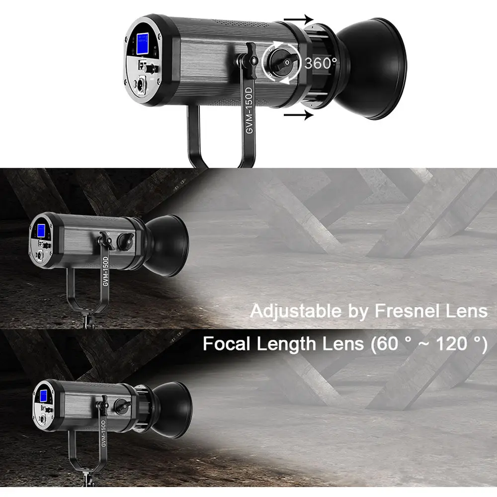US $376.99 GVM Video Studio Spot Ring Selfie Light Daylight COB LED Bead Light Lens FOR Video Camera Shooting 150W 5600K Dimmable