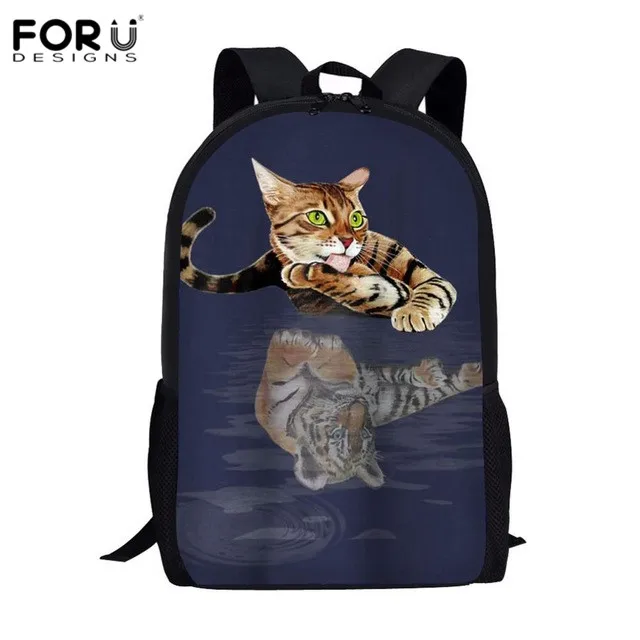FORUDESIGNS/школьная сумка с 3D изображением кота и Тигра для детей, Детский рюкзак с изображением животных, школьный рюкзак для учеников начальной школы, Mochila - Цвет: HK856C
