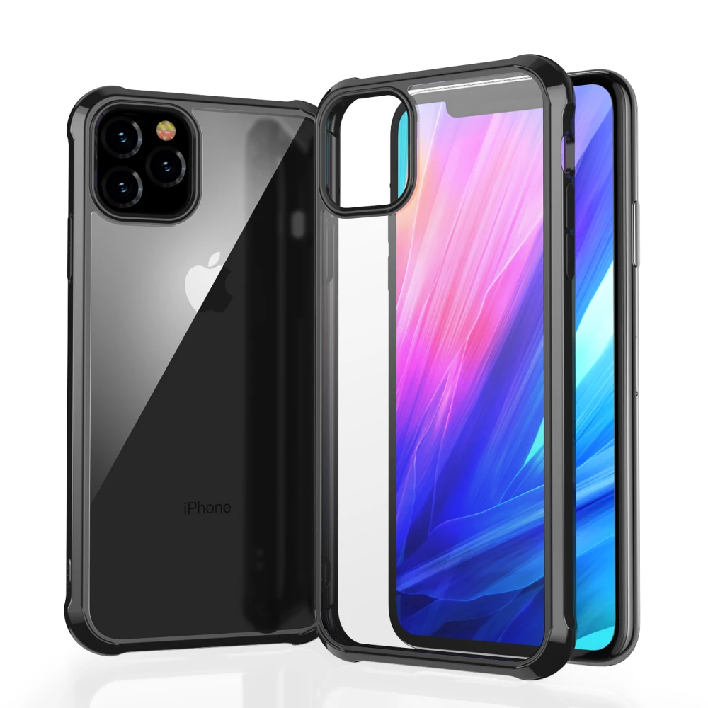 Противоударный чехол-бампер с желейной рамкой для iphone 11 Pro Max XR Xs X 7 8 Plus, прозрачный жесткий чехол с защитой камеры