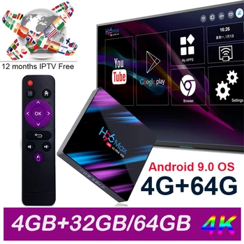 

h96 max Mini Smart TV Box h96 max 4G DDR3 USB 3.0 Android 9.0 OS 9.0 4K 4096x2160 Penta-Core Mali-450 RK3318 GPU 2.4G/5G