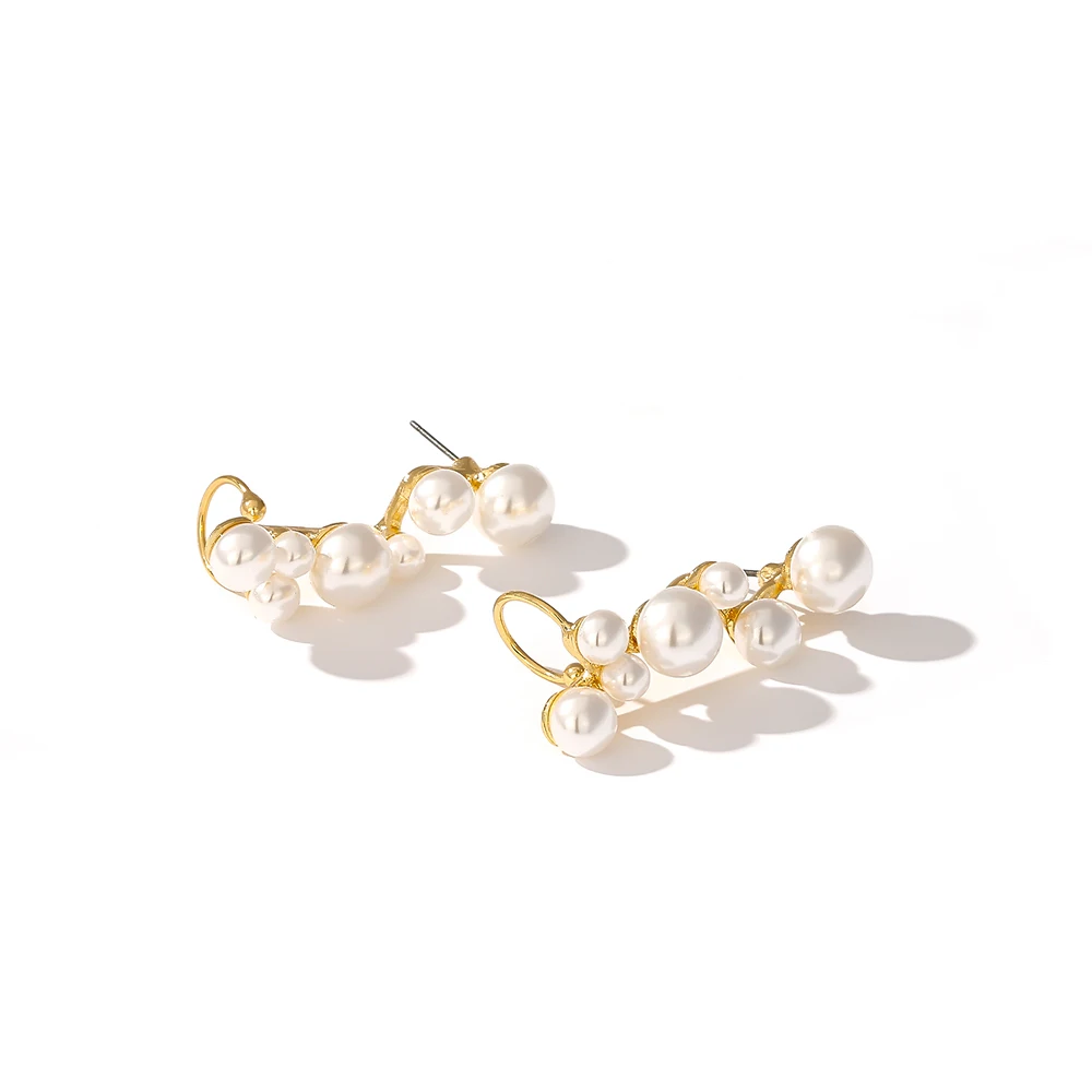 Yhpup, элегантные серьги-гвоздики с жемчугом, оригинальные Изысканные Золотые массивные серьги, букле d'oreille femme, для женщин, для вечеринки
