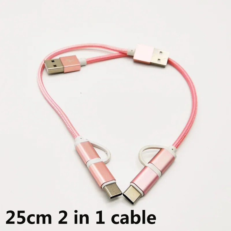 Кабель 2 в 1 с micro usb type c 25 см для xiaomi mi 9 9t 8 lite A2 pocophone f1 MIX 3 2S MAX Redmi note 7 6 5 6A 5A 4x s2|Кабели