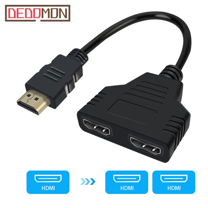 Кабель разветвитель HDMI 1 Male To Dual 2 Female Y Splitter адаптер в HD светодиодный ЖК телевизор