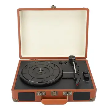 

1603-1 Brown Playback Vinyl Bluetooth Music Three Speed Jukebox 100-240V for 18/20/30cm Record