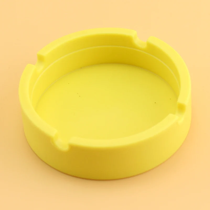 Round Yellow Пепельница из силикагеля, силиконовая квадратная круглая пепельница, аксессуары для курения, разные цвета, желтый, зеленый, черный, красный, синий, коричневый - Цвет: Round Yellow