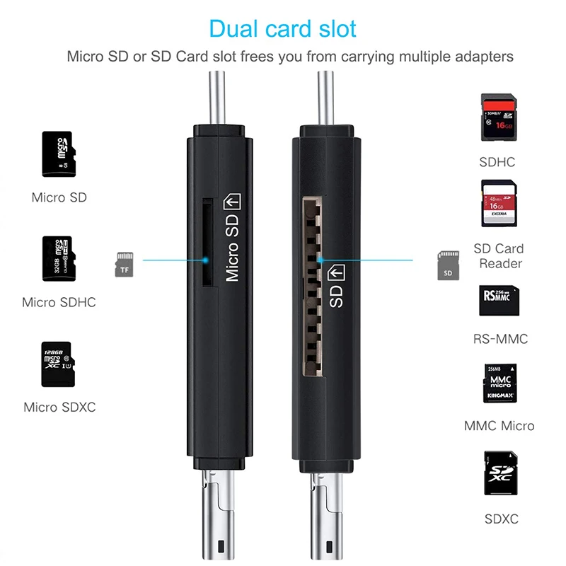 SD Card Reader USB C Card Reader 3 In 1 USB 2.0 TF/Mirco SD Smart Memory Card Reader Type C OTG Flash Drive Cardreader Adapter